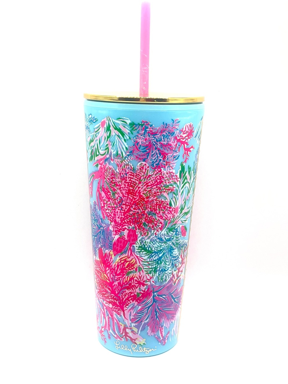 Lilly Pulitzer 24oz. Blue Floral Tumbler with Straw